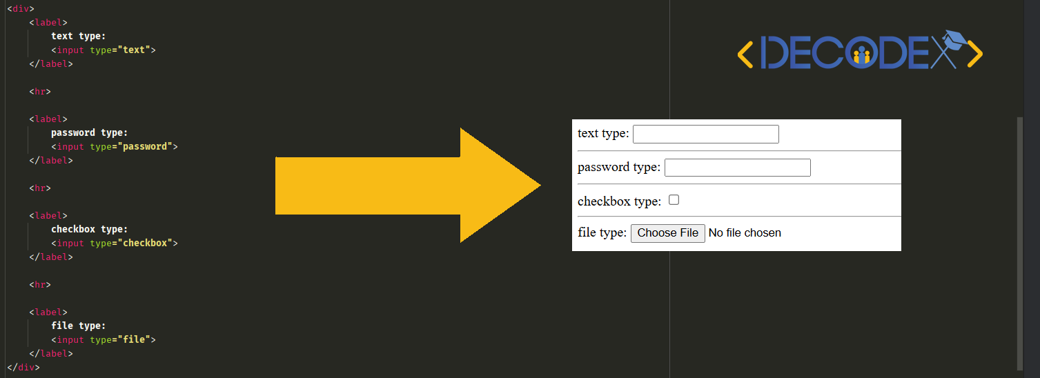 تگ input در html | decodex
